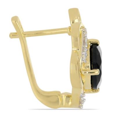 BUY 925 STERLING SILVER BLACK ONYX ROUND GEMSTONE CLASSIC EARRINGS WITH CUBIC ZIRCONIA – GOLD PLATED WHOLESALE JEWELRY